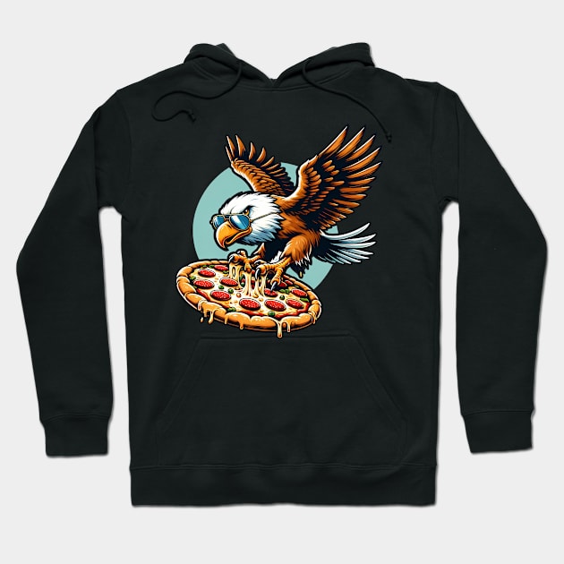 Funny Eagle hunting for Pizza Hoodie by dukito